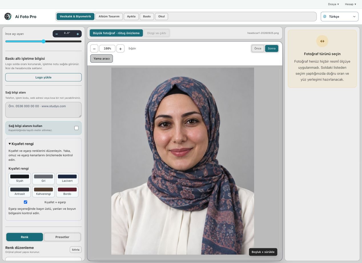 Ai Foto Pro Color editing interface with fictional example people