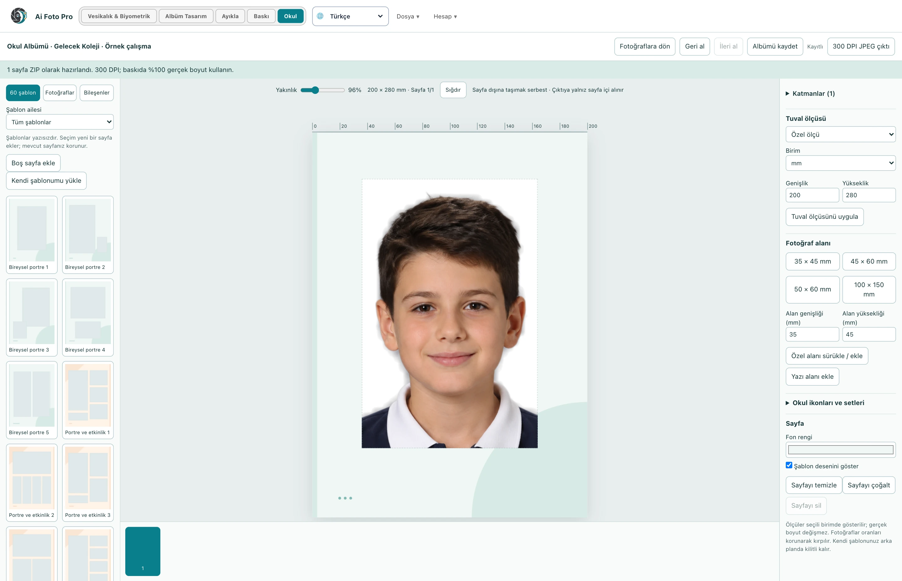 Ai Foto Pro SCHOOL · FROM PHOTO TO ALBUM real application screen